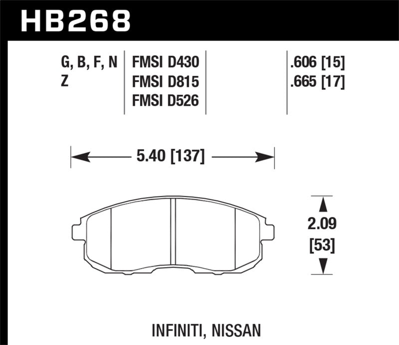 Hawk 03-04 G35/03-05 G35X/ 02-05 350z w/o Brembo DTC-60 Race Front Brake Pads - eliteracefab.com