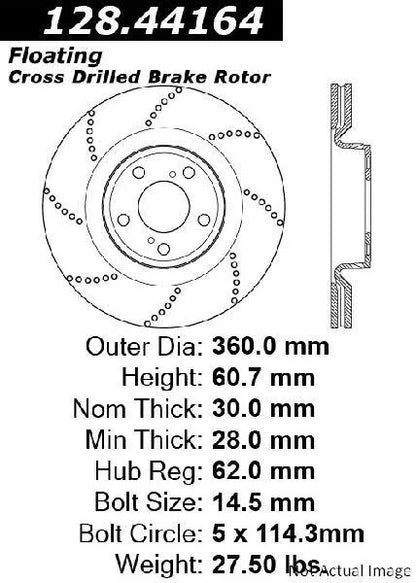 CENTRIC 08-12 LEXUS IS-F FRONT OE DESIGN BRAKE ROTOR, 128.44164 - eliteracefab.com