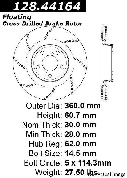 CENTRIC 08-12 LEXUS IS-F FRONT OE DESIGN BRAKE ROTOR, 128.44164 - eliteracefab.com