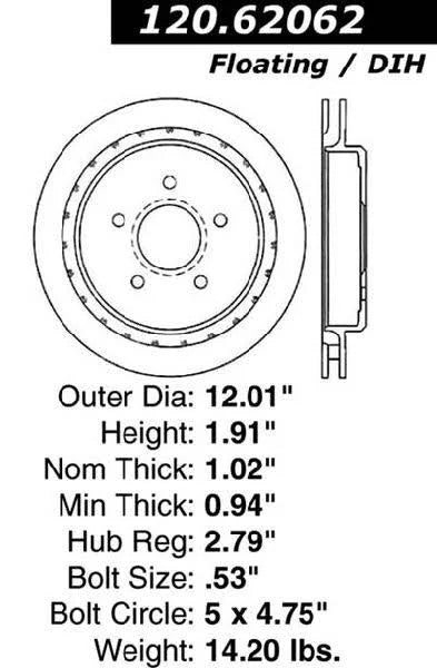 CENTRIC 97-10 CHEVROLET CORVETTE RIGHT REAR PERFORMANCE ROTOR, 120.62062 - eliteracefab.com