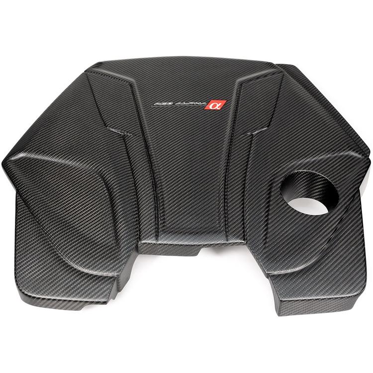 AMS Red Alpha Matte Carbon Engine Cover | 2016-2021 Infiniti Q50/Q60 3.0T - eliteracefab.com