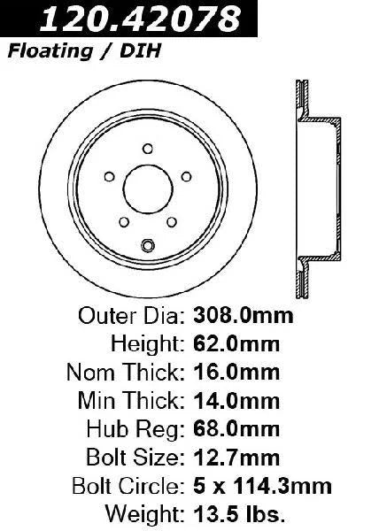 CENTRIC PERFORMANCE BRAKE ROTOR, 120.42078 - eliteracefab.com