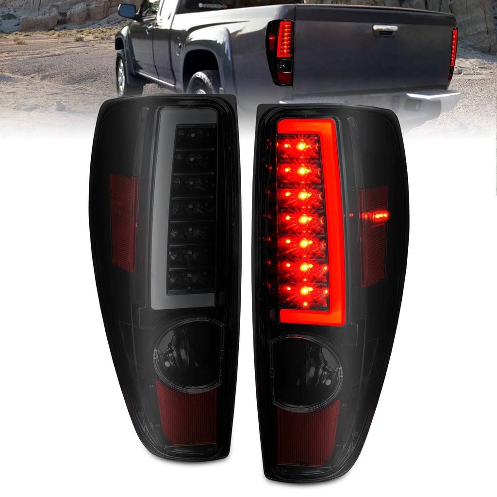 ANZO 2004-2012 Chevrolet Colorado/ GMC Canyon LED Tail Lights w/ Light Bar Black Housing Smoke Lens - eliteracefab.com