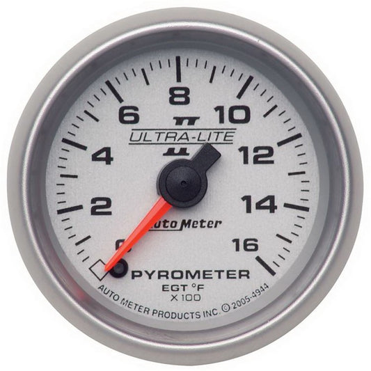 Autometer Ultra-Lite II 52mm 0-1600 Deg F Full Sweep Electric Pyrometer (EGT) Gauge 4944
