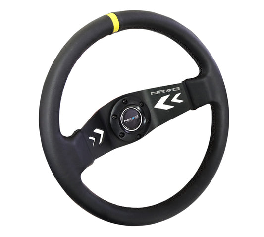 NRG Innovations 350mm 2-Spoke Reinforced Steering Wheel - Suede - Yellow Center Mark – RST-022R-Y
