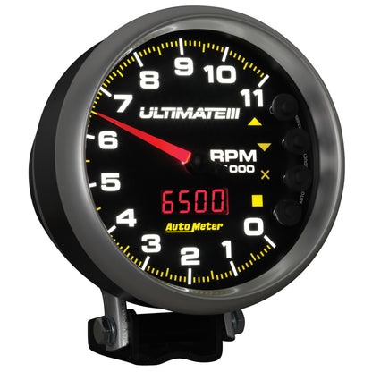 AutoMeter Gauge Tach 5in. 11K RPM Pedestal Datalogging Ultimate IIi Playback Black 6888