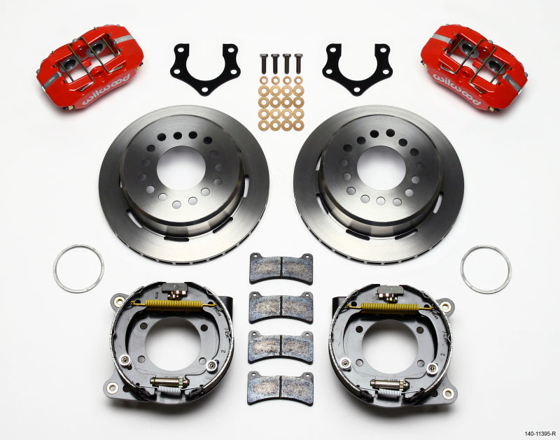 Wilwood Dynapro Low-Profile 11.00in P-Brake Kit - Red Mopar/Dana 2.36in Off w/Snap Ring Brng Wilwood