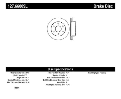 StopTech 92-00 GMC Suburban 1500 4WD (6 lug) Front Left Slotted & Drilled Rotor Stoptech