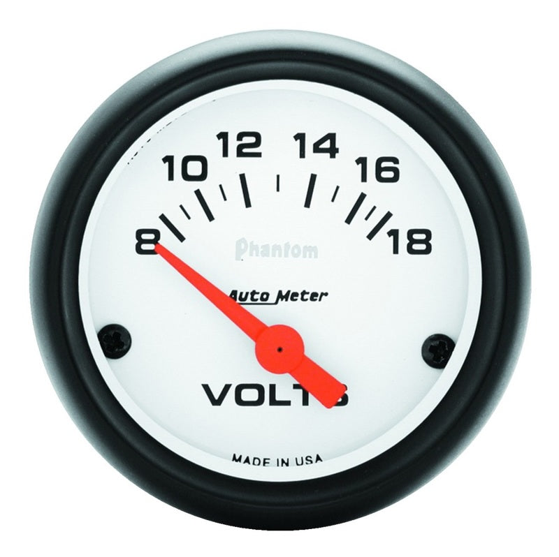 AutoMeter GAUGE; VOLTMETER; 2 1/16in.; 18V; ELEC; PHANTOM - eliteracefab.com