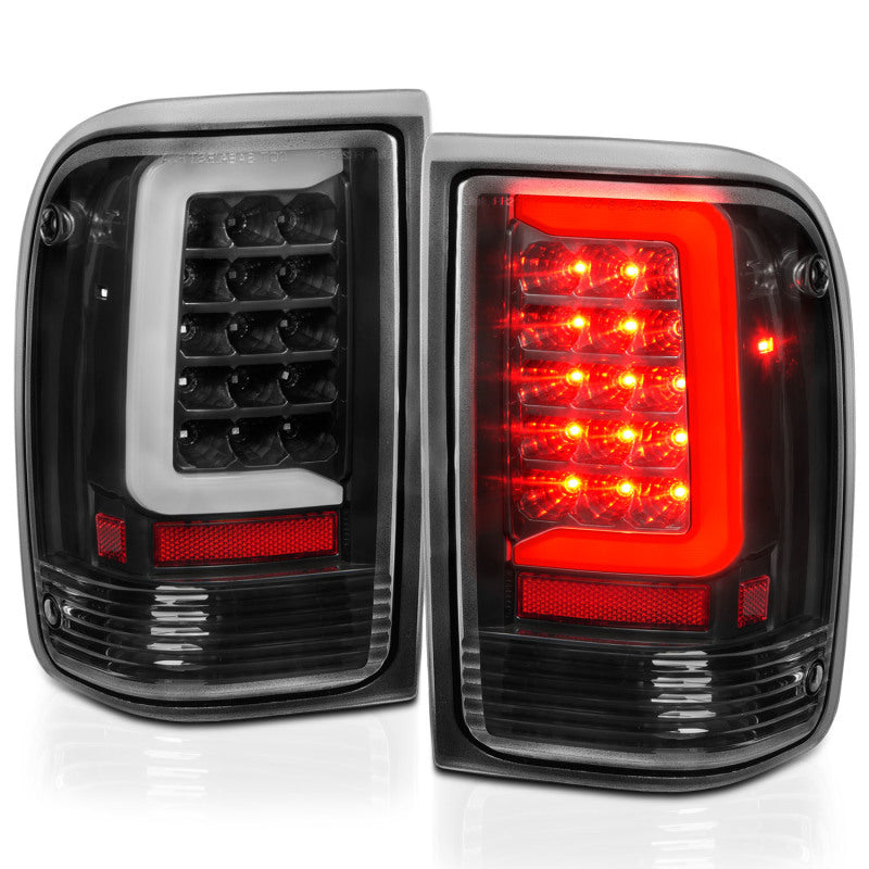 ANZO 1993-1997 Ford Ranger LED Tail Lights w/ Light Bar Black Housing Clear Lens - eliteracefab.com