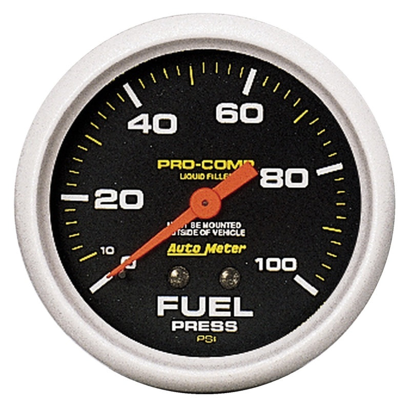 Autometer Liquid Filled Mechanical 2-5/8inch 100 PSI Fuel Pressure Gauge 5412