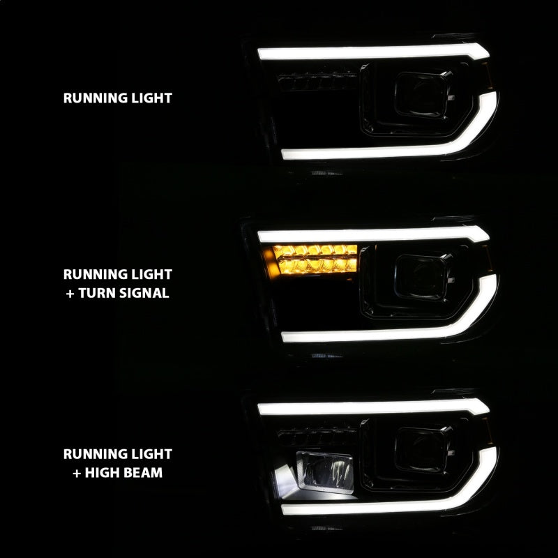 ANZO 2007-2014 Toyota Tundra Projector Light Bar H.L Black Amber(Led High Beam) (Halogen Version) - eliteracefab.com