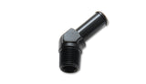 Vibrant -8AN to 3/8in Hose Barb 45 Degree Adapter - Anodized Black