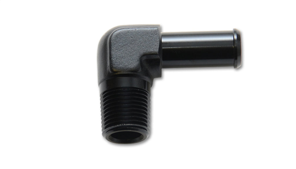 Vibrant -8AN to 3/8in Hose Barb 90 Degree Adapter - Anodized Black - eliteracefab.com