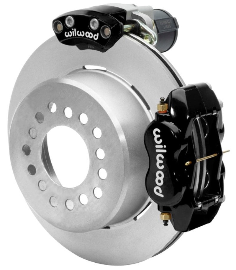Wilwood Forged Dynalite Rear Electronic Parking Brake Kit - Black Powder Coat Caliper - Plain Rotor Wilwood