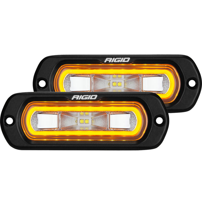 Rigid Industries SR-L Series Flush Mount LED Spreader Pair w/ Amber Halo - Universal - eliteracefab.com