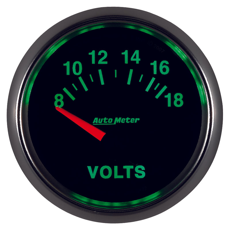 Autometer GS 52mm 8-18 Volts Short Sweep Electronic Voltmeter Gauge 3892