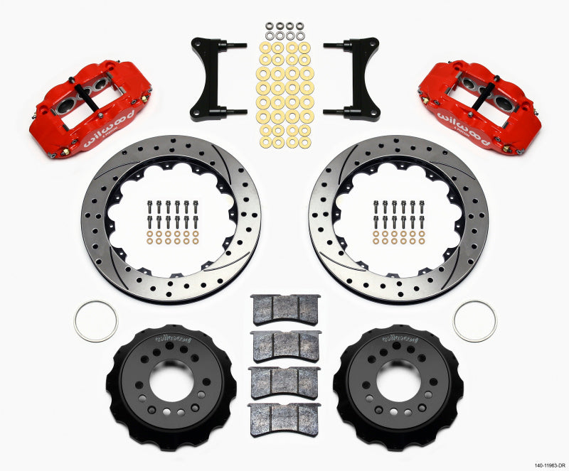 Wilwood Narrow Superlite 6R Front Hat Kit 12.88in Drill Red 93-96 Mazda RX7 Wilwood