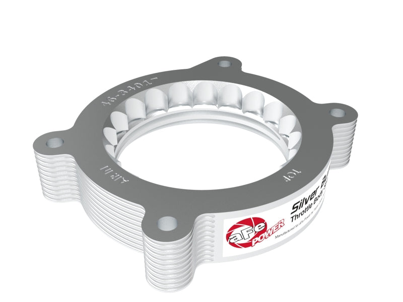 aFe 2020 Vette C8 Silver Bullet Aluminum Throttle Body Spacer Works w/ Factory Intake Only - Silver - eliteracefab.com