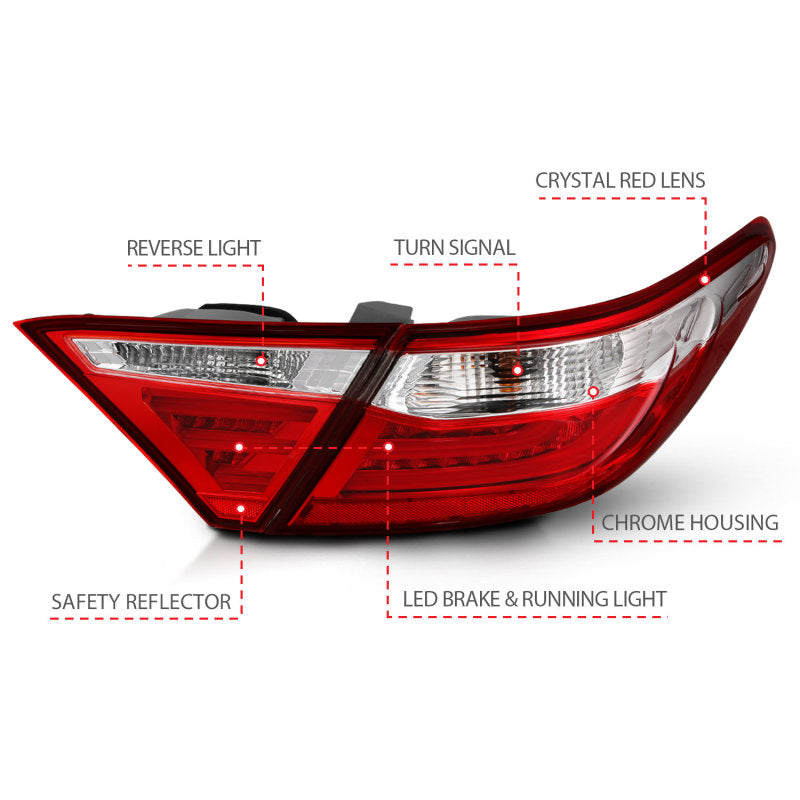 ANZO 2015-2016 Toyota Camry LED Taillights Red/Clear ANZO