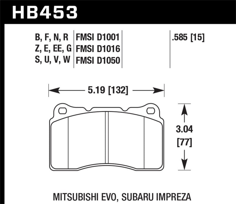 Hawk DTC-80 04-15 Subaru Impreza WRX/STI, 02-06/08-14 Mitsubishi Lancer Evo Front Brake Pads - eliteracefab.com