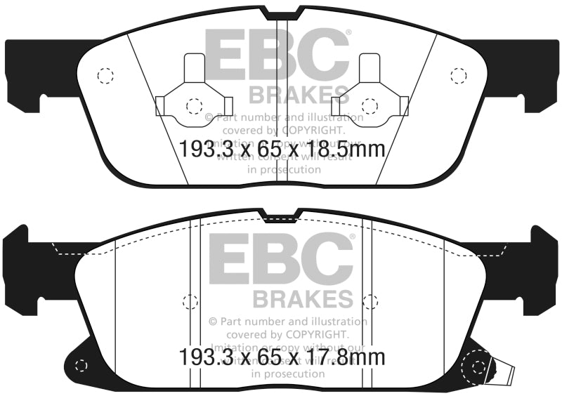 EBC 2016+ Lincoln Continental (10th Gen) 2.7L Twin Turbo Redstuff Front Brake Pads - eliteracefab.com