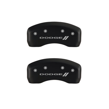 MGP 4 Caliper Covers Engraved Front & Rear With stripes/Dodge Red finish silver ch MGP