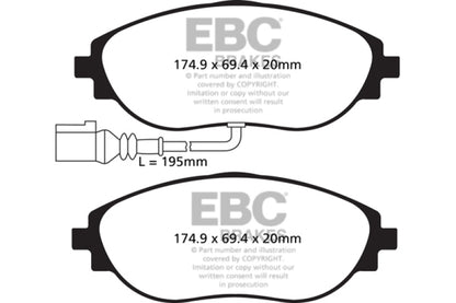 EBC 12+ Volkswagen CC 3.6 Greenstuff Front Brake Pads - eliteracefab.com