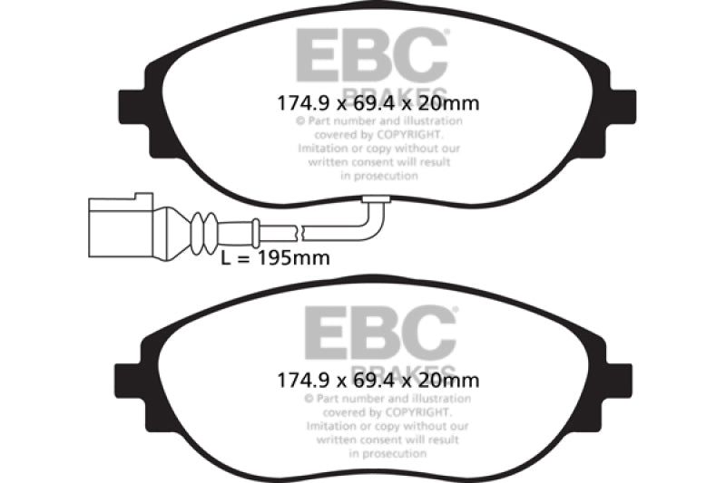 EBC 12+ Volkswagen CC 3.6 Ultimax2 Front Brake Pads - eliteracefab.com