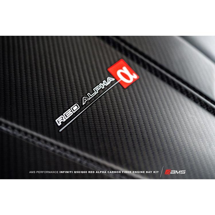 AMS Red Alpha Matte Carbon Engine Cover | 2016-2021 Infiniti Q50/Q60 3.0T - eliteracefab.com