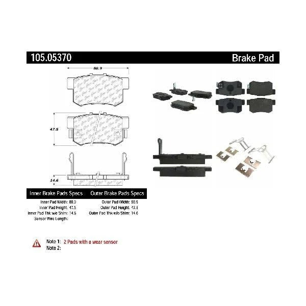 POSIQUIET 02-06 ACURA RSX AND RSX-S DELUXE PLUS REAR BRAKE PADS, 105.05370 - eliteracefab.com