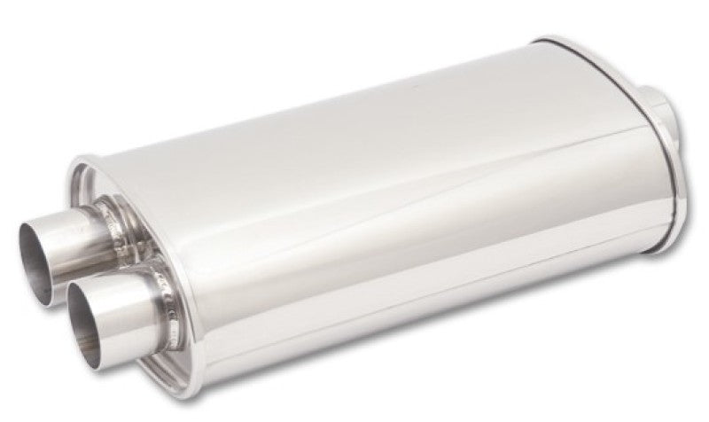 Vibrant StreetPower Oval Muffler 5in x 9in x 15in - 3in inlet/Dual Outlet (Center In - Dual Out) - eliteracefab.com