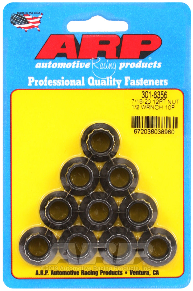 ARP 7/16-20 1/2 Socket 12 Pt Nut Kit (Pack of 10) ARP