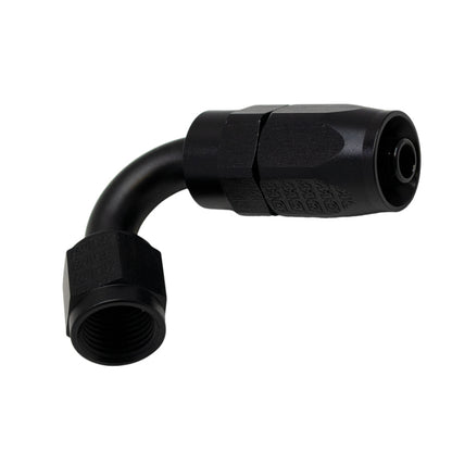 DeatschWerks 6 AN Female Flare Swivel 120-Degree Hose End CPE - Anodized Matte Black