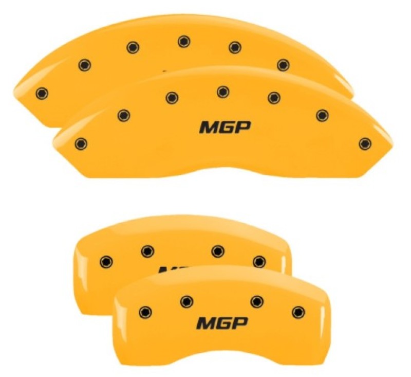 MGP 4 Caliper Covers Engraved Front & Rear MGP Yellow Finish Black Char 2010 Infiniti G37 MGP