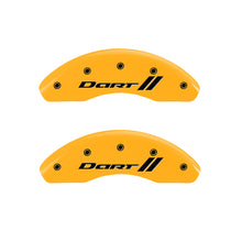 Load image into Gallery viewer, MGP 4 Caliper Covers Engraved Front &amp; Rear With stripes/Dart Yellow finish black ch MGP