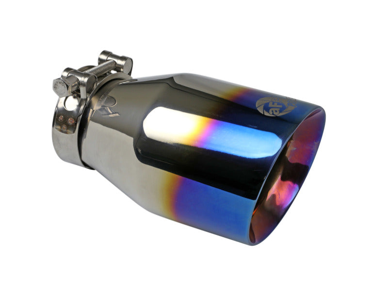 aFe Mach Force XP 304 Stainless Steel Clamp-On Exhaust Tip 2.5in Inlet / 4in Outlet - Blue Flame aFe