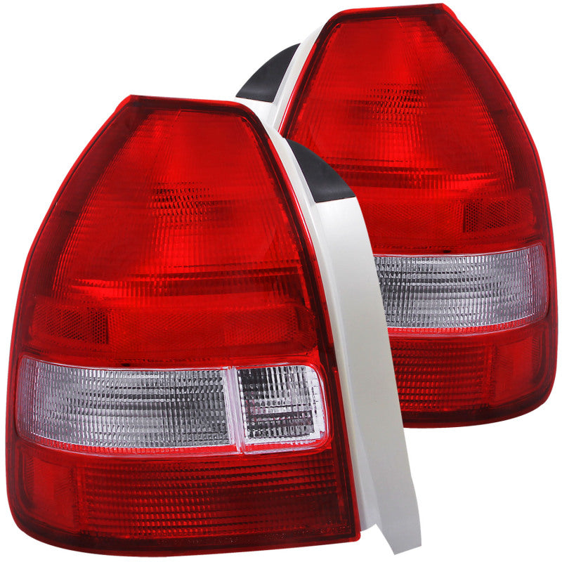 ANZO USA Honda Civic 3dr Taillights Red/Clear; 1996-2000 - eliteracefab.com