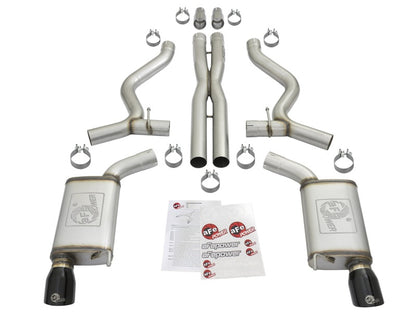 aFe MACHForce XP 3in 304 SS Cat-Back Exhausts w/ Black Tips 15-17 Ford Mustang GT V8-5.0L/V6-3.7L aFe