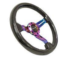 Load image into Gallery viewer, NRG Carbon Fiber Steering Wheel (350mm / 1.5in. Deep) Neochrome 3-Spoke Design w/Slit Cuts - ST-010MC-CF