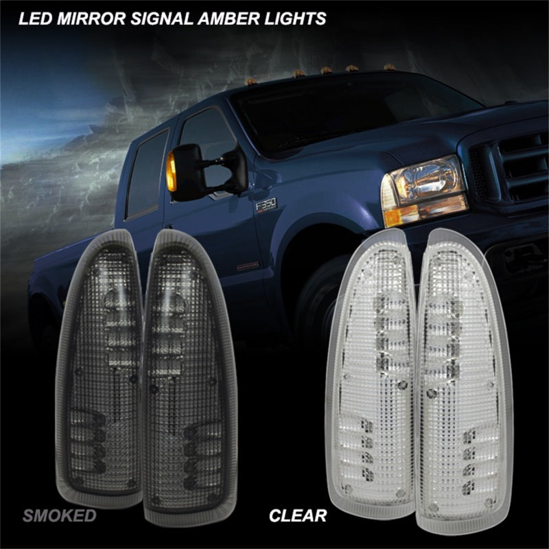 xTune Ford Superduty F250-F650 03-07 Amber LED Mirror Signal Lens - Clear ACC-LED-FDSD99-MR-C - eliteracefab.com