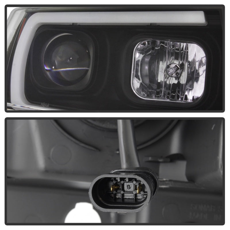 Spyder 99-04 Jeep Grand Cherokee Projector Headlights - Light Bar DRL LED - Black - eliteracefab.com