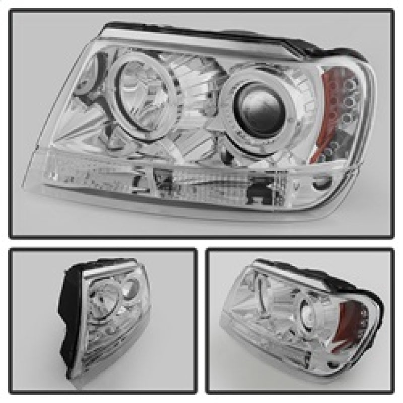 Spyder Jeep Grand Cherokee 99-04 Projector Headlights LED Halo LED Chrm - PRO-YD-JGC99-HL-C - eliteracefab.com