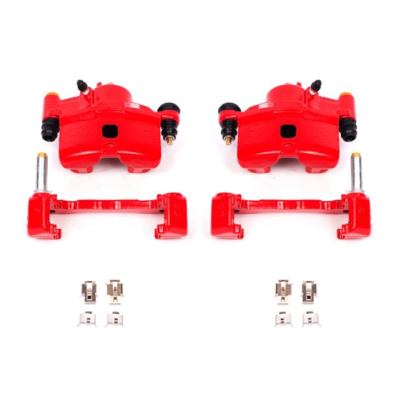 Power Stop 90-00 Honda Civic Front Red Calipers w/Brackets - Pair - eliteracefab.com