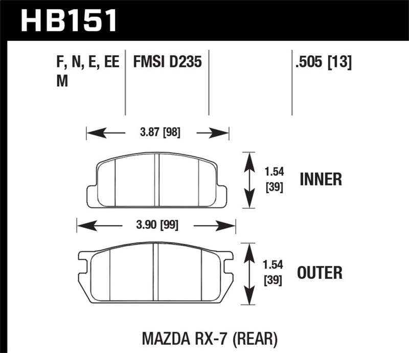 Hawk Performance ER-1 Rear Brake Pads - HB151D.505 Hawk Performance
