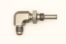 Load image into Gallery viewer, DeatschWerks 6AN Male Flare To 5/16in. Male Barb Bulkhead Adapter 90-Degree (Incl. Nut) - eliteracefab.com