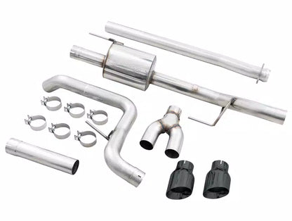 AWE 0FG 21+ Ford F150 Dual Side Exit Cat-Back Exhaust - 4.5in Diamond Black Tips - eliteracefab.com