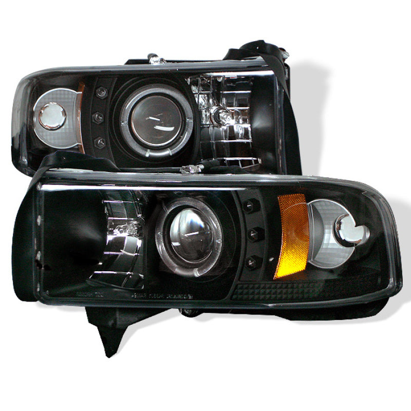Spyder Dodge Ram 1500 94-01 94-02 Projector Headlights LED Halo LED Blk PRO-YD-DR94-HL-AM-BK - eliteracefab.com