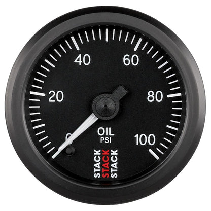 Autometer Stack 52mm 0-100 PSI 1/8in NPTF Male Pro Stepper Motor Oil Pressure Gauge - Black ST3302
