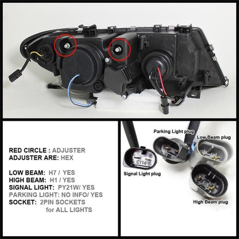 Spyder BMW E46 3-Series 02-05 4DR Projector Headlights 1PC LED Halo Blk PRO-YD-BMWE4602-4D-AM-BK - eliteracefab.com